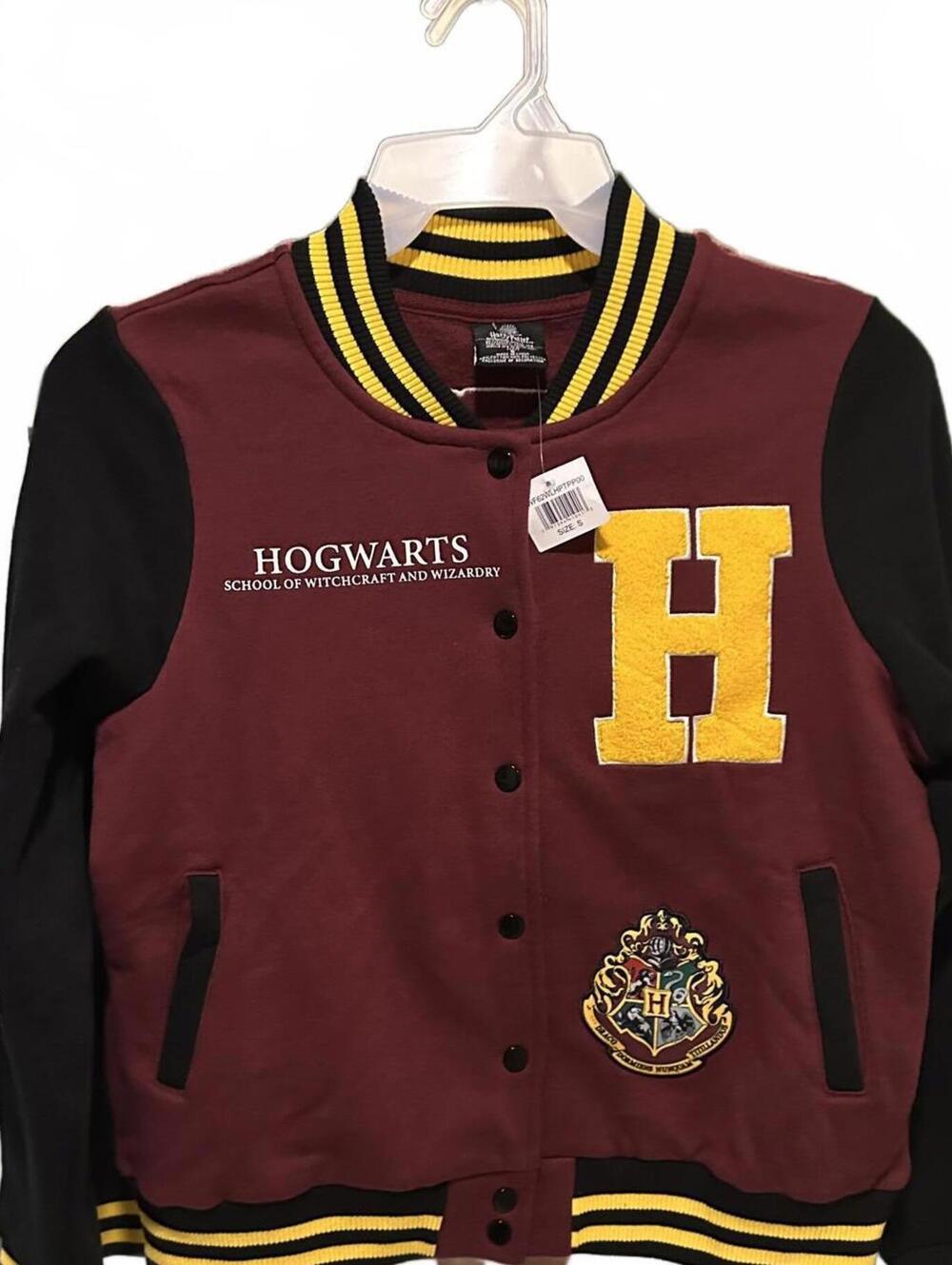 Harry Potter Wizarding World Hogwarts Burgundy Black Varsity Jacket - Youth S